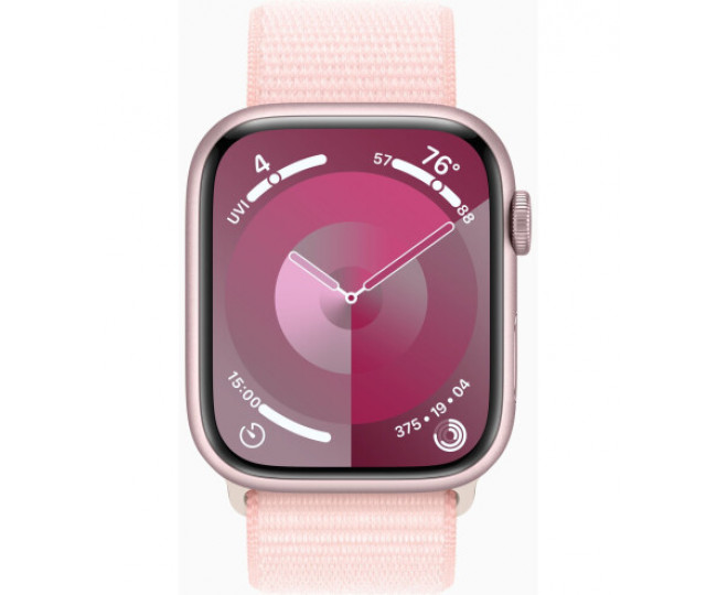 Apple Watch Series 9 GPS 45mm Pink Aluminum Case with Light Pink Sport Loop (MR9J3)